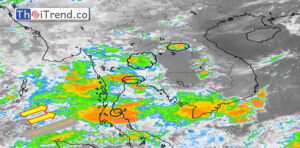 ภาคกลางมีเมฆเป็นส่วนมาก ฝนฟ้าคะนองตก 40 % ของพื้นที่ อุณหภูมิสูงสุด 36 องศาเซลเซียส