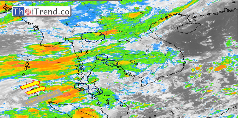 ภาคกลางวันนี้ปลอดโปร่ง มีเมฆบางส่วน มีฝนตกน้อย 20 % ของพื้นที่ อุณหภูมิสูงสุด 36 องศาเซลเซียส